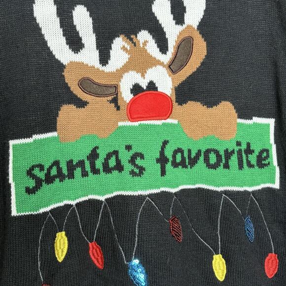 Derek Heart Ugly Christmas Sweater Santa's Favorite‎ Plus Size 3XL Reindeer - Picture 5 of 6